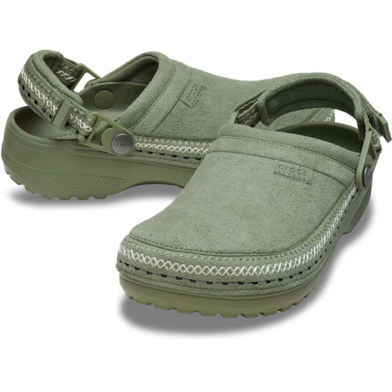 Crocs Style Adult Crafted Vegan Suede Clogs with Stitch Accent
