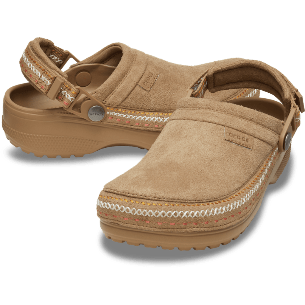 Crocs Style Adult Crafted Vegan Suede Clogs with Stitch Accent